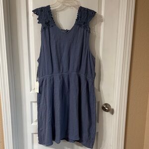 Chic Blue Lace-Shoulder Mini Dress